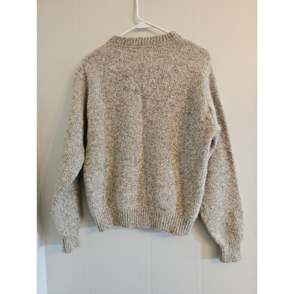 Lands End Vintage 90s Wool Blend Crewneck Sweater oatmeal Marled Knit Large USA - Picture 4 of 4